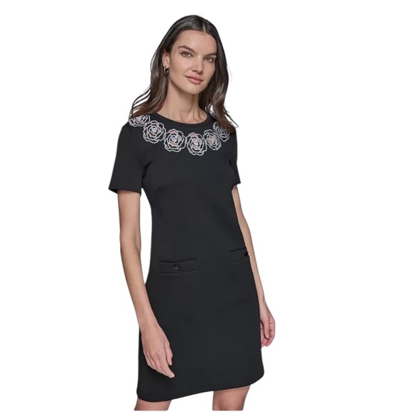 Karl Lagerfeld Dresses & Skirts - Karl Lagerfeld Paris Women's Cutout Rosette-Trim Dress in Black and White Size 2